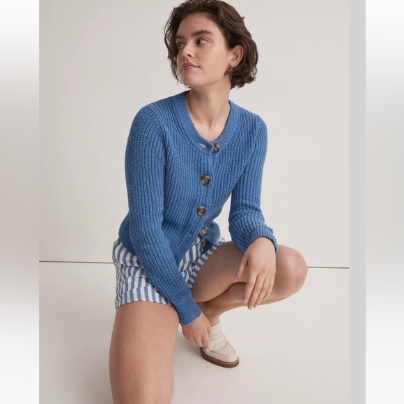 Madewell Sweaters - MADEWELL | Textural-Knit Cardigan Sweater hermitage blue